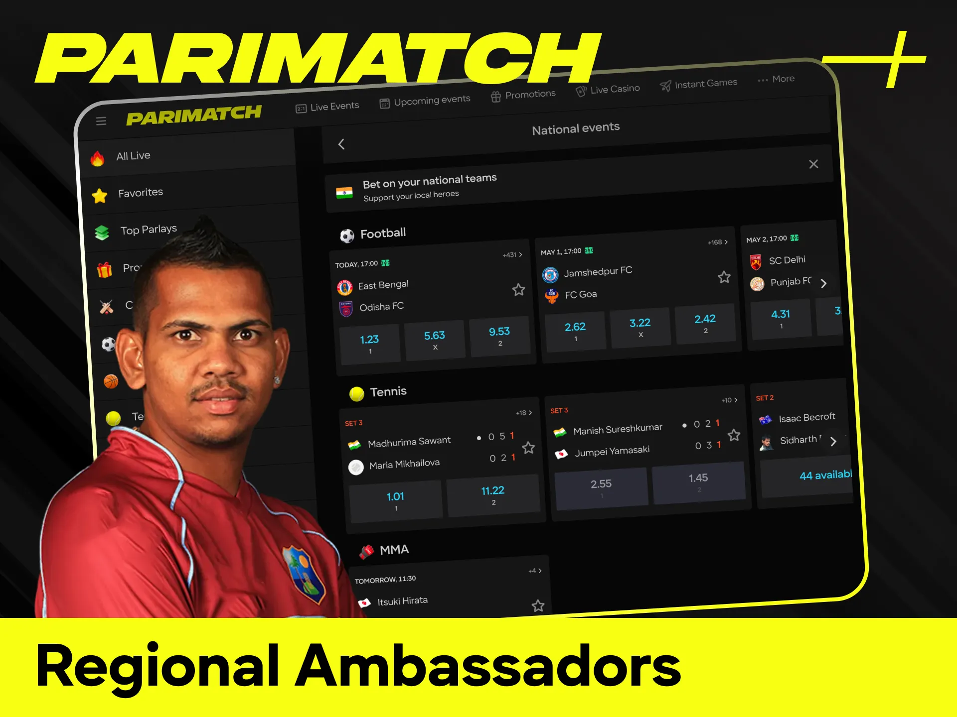 Explore the local stars and famous personalities serving as Parimatch Ambassadors in India.
