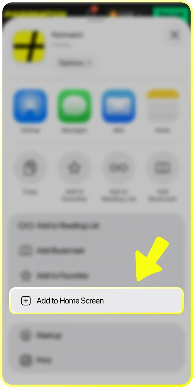 Use the Share menu and select the option to add the app to your home screen for instant access.