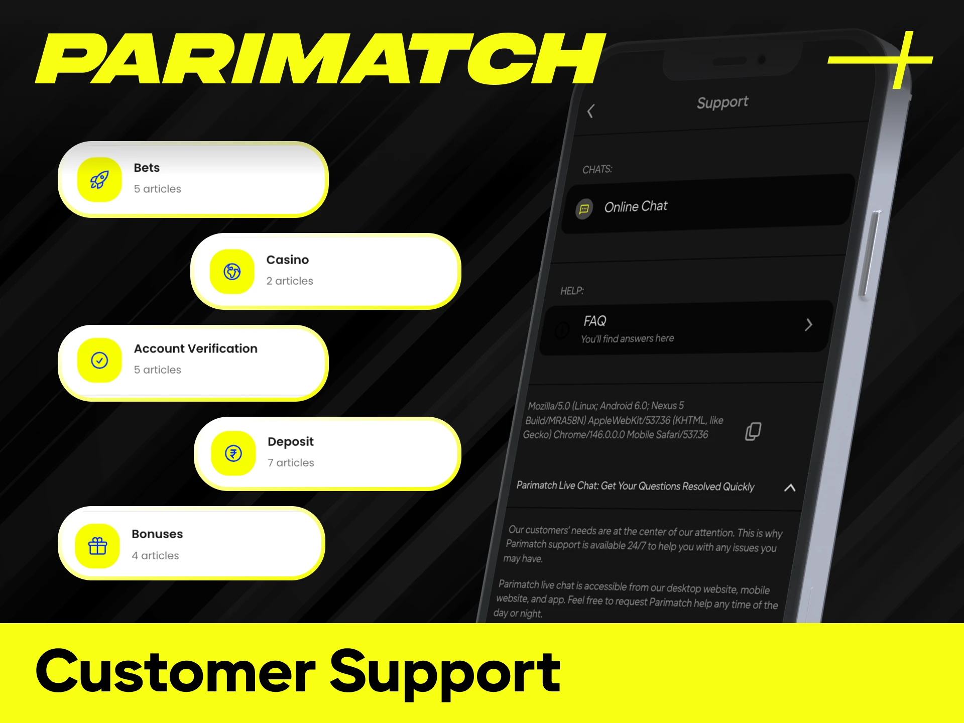 Get instant help through 24/7 customer support via app live chat and telegram.