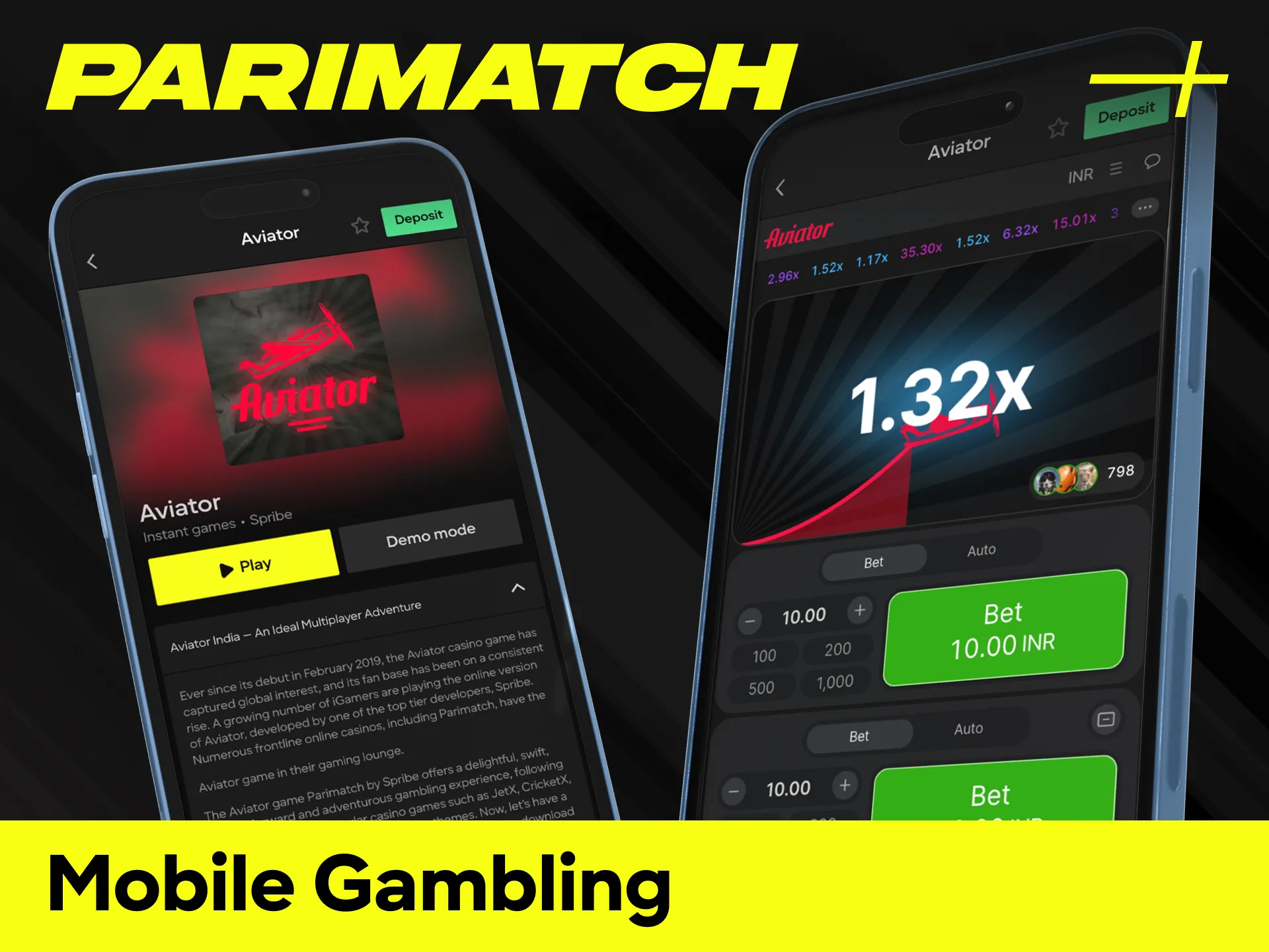 Enjoy the freedom of mobile gambling with the Parimatch Aviator interface.