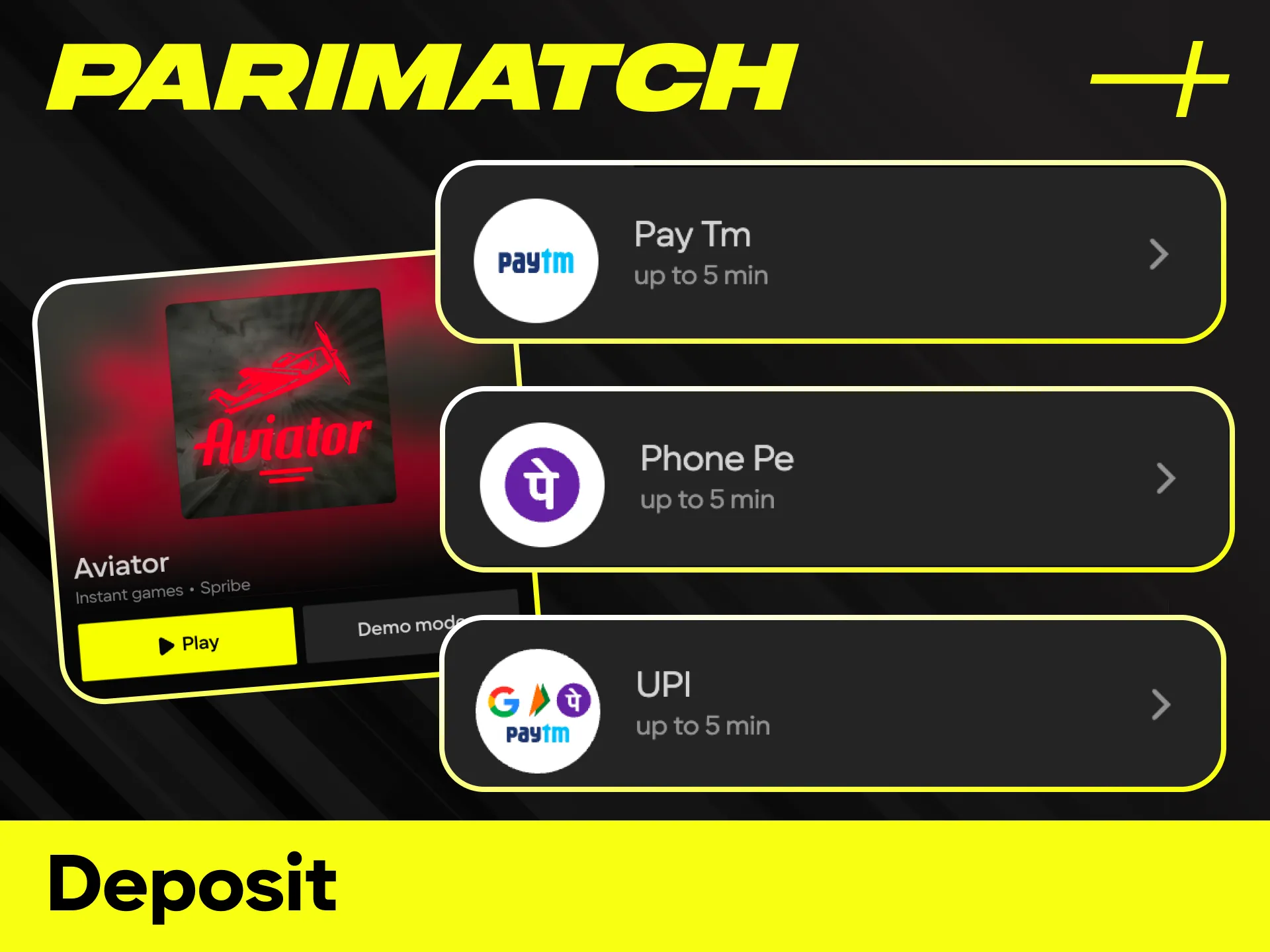 Select a secure method and learn how to deposit for Aviator at Parimatch.