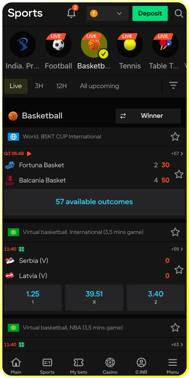 Choose a sports match during the betting process to play at Parimatch.