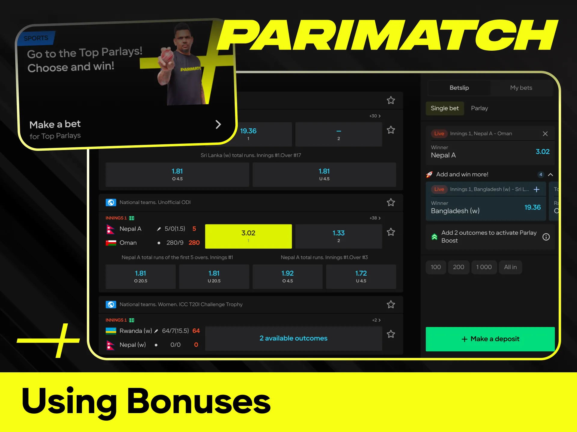 Master how to use bonus money to place winning stakes at Parimatch.