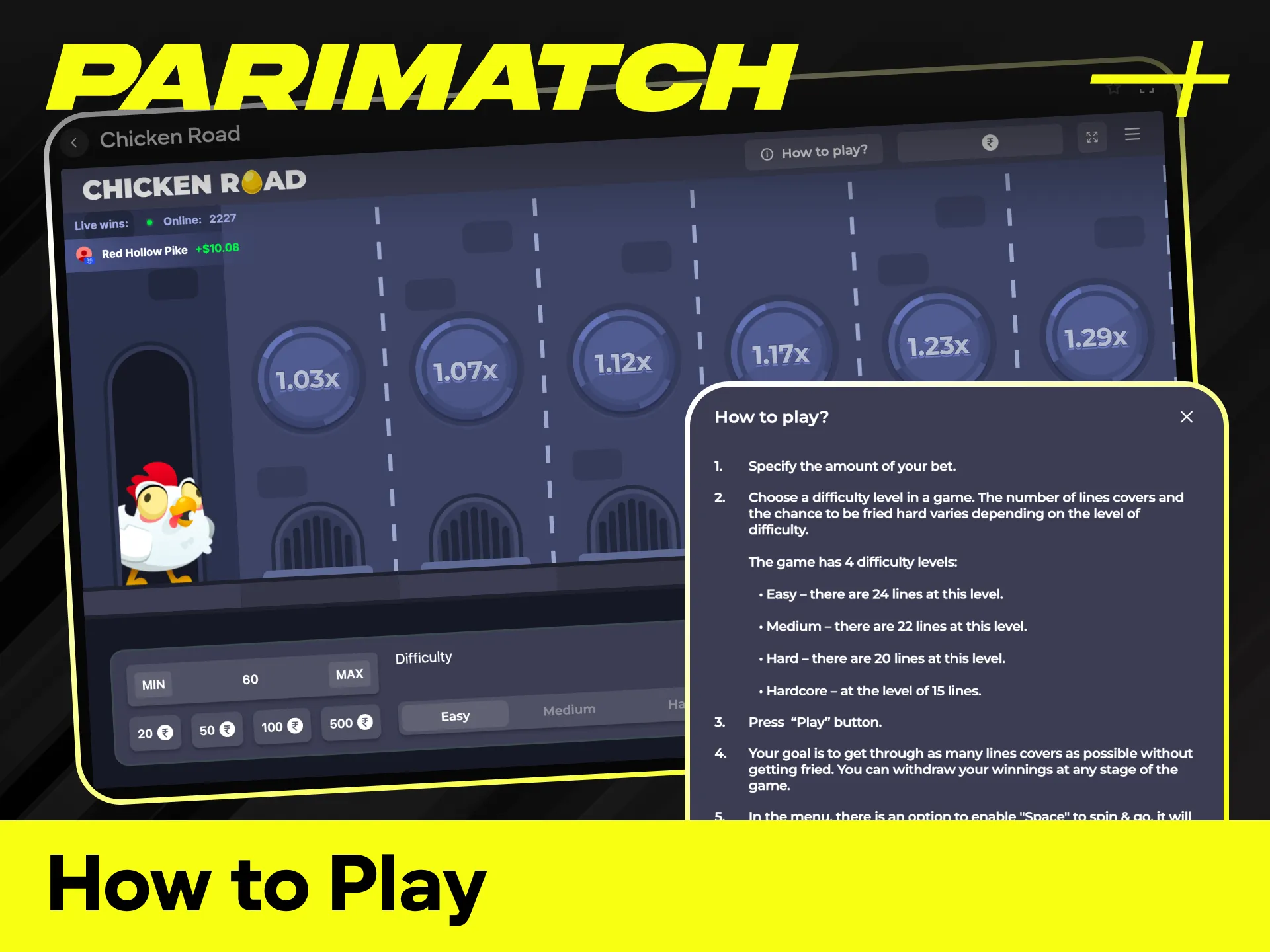 Follow the simple guide to learn how to play Chicken Road and win.