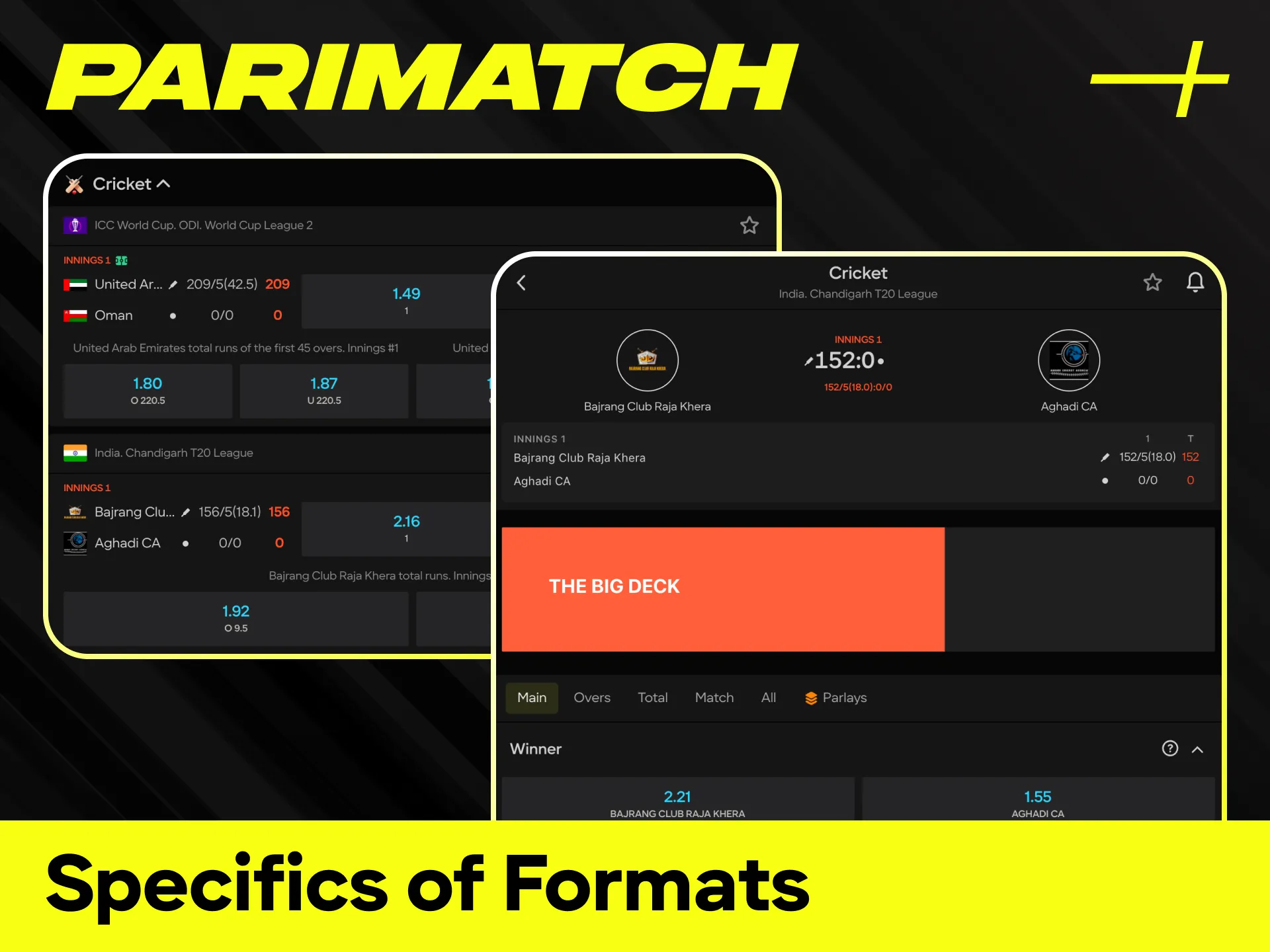 Understand the unique specifics of formats during live cricket betting at Parimatch.