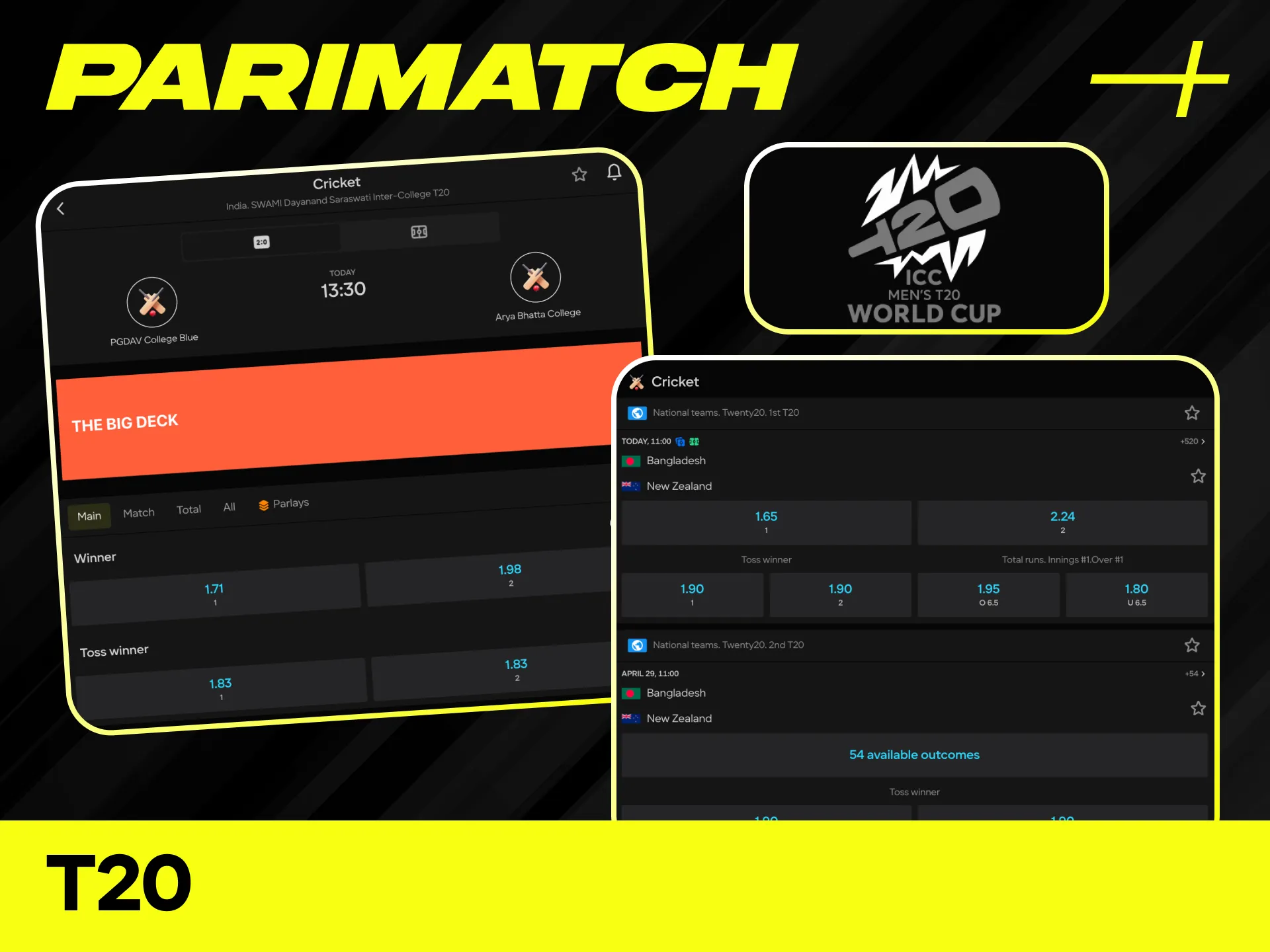 Place fast-paced stakes on T20 cricket betting matches at Parimatch.