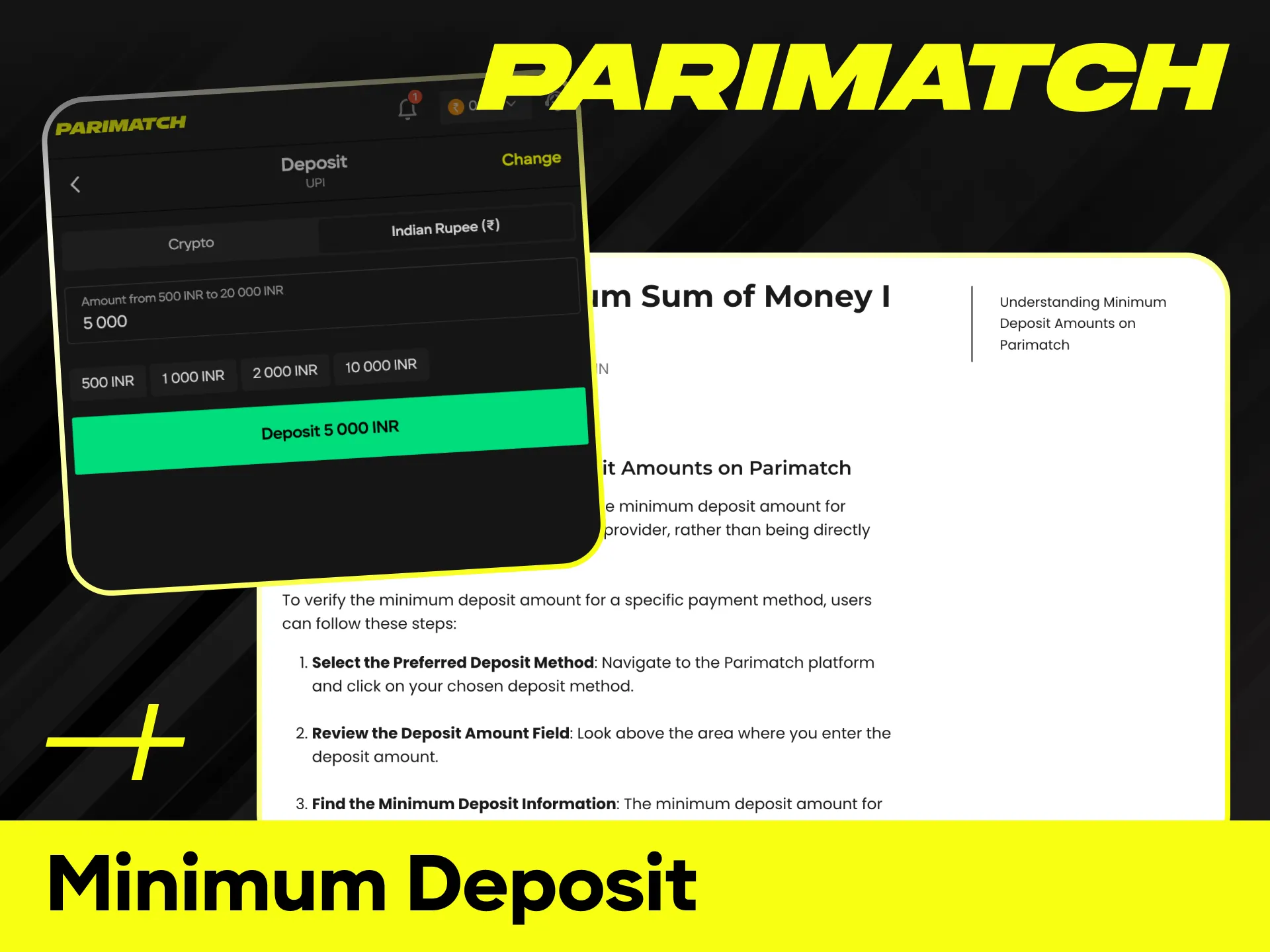 Check the minimum deposit amount required to start playing at Parimatch.