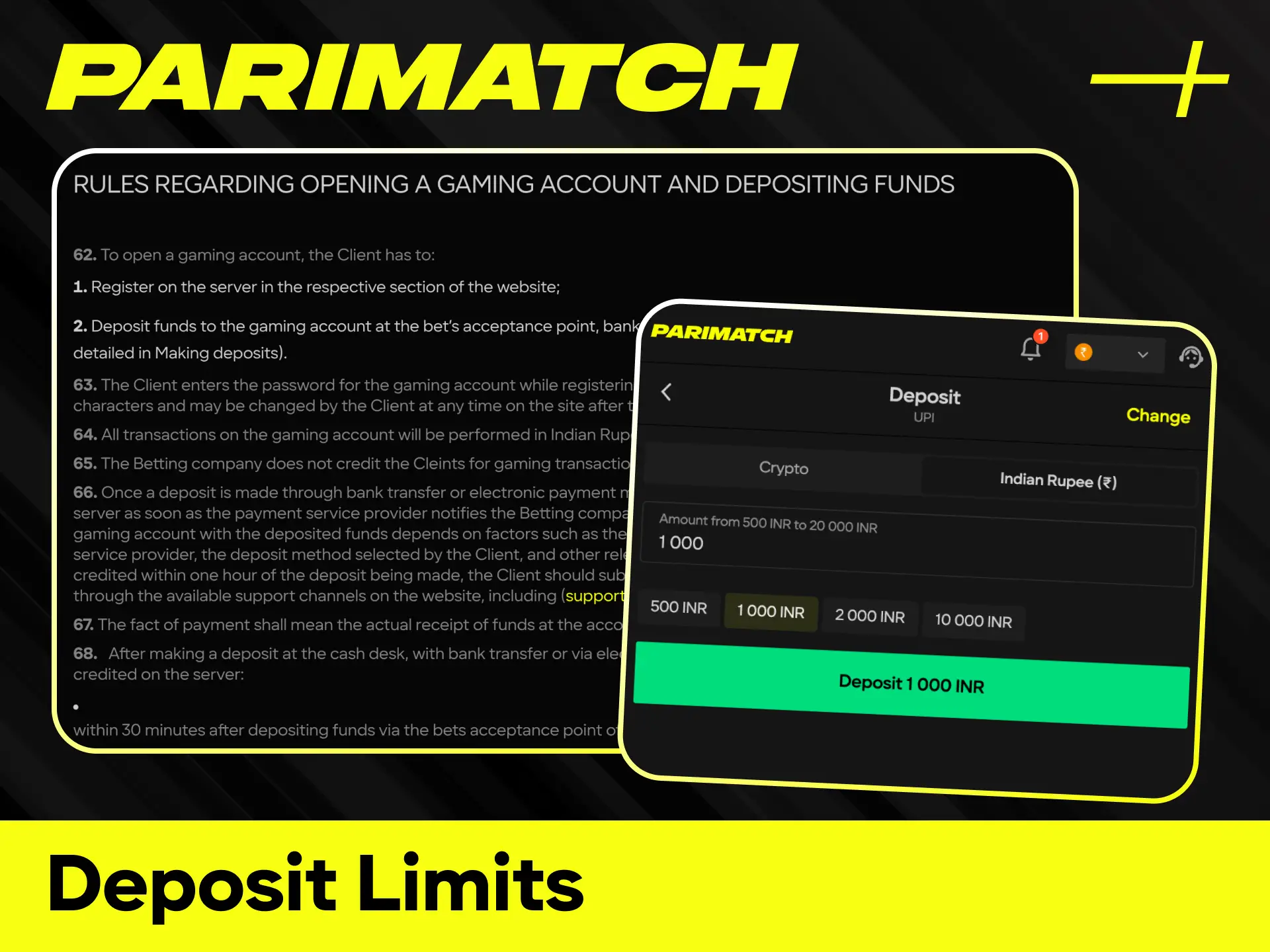 Stay within the established deposit limits for responsible play at Parimatch.