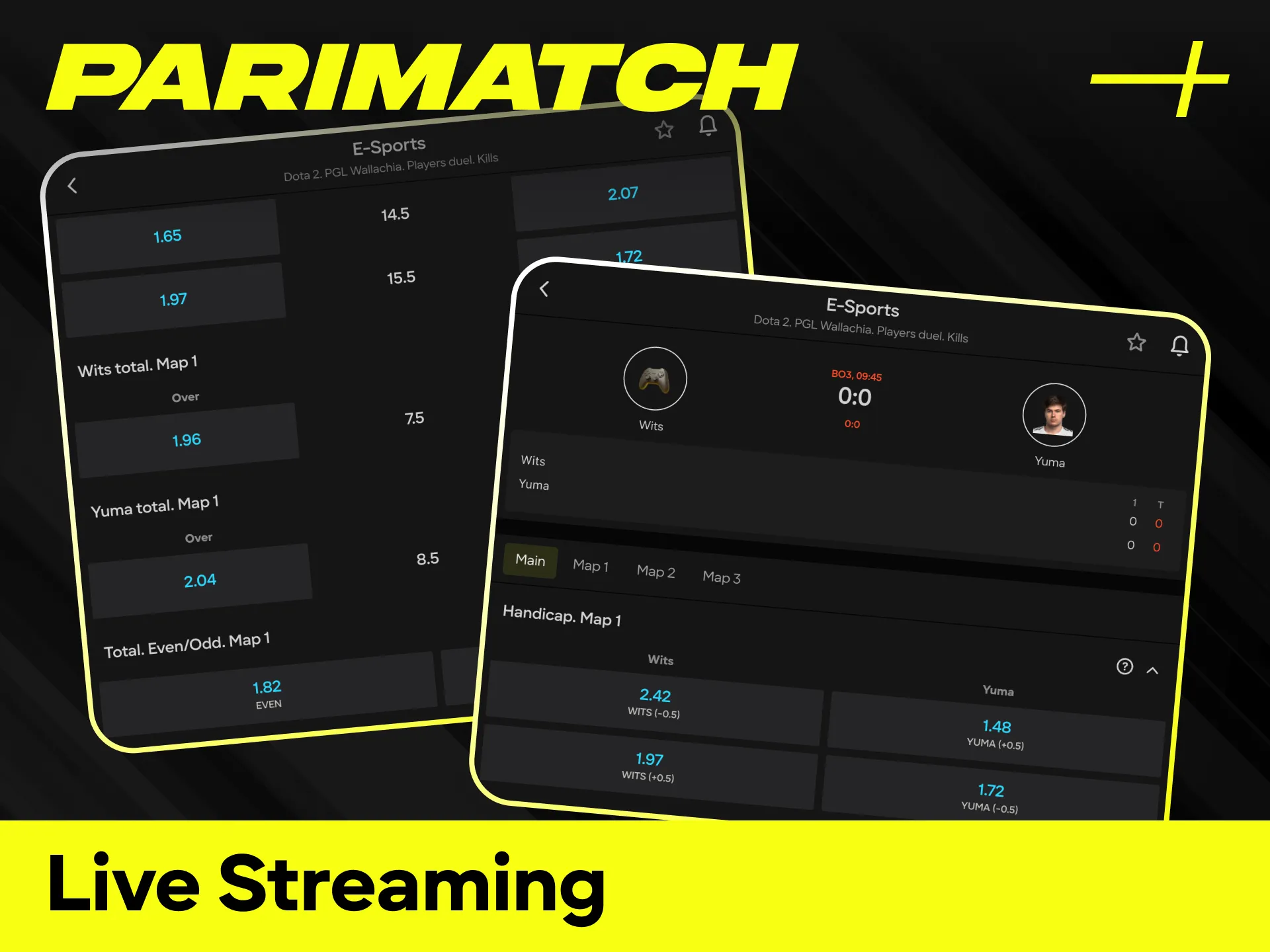 Watch high-quality eSports live streaming while placing bets at Parimatch.