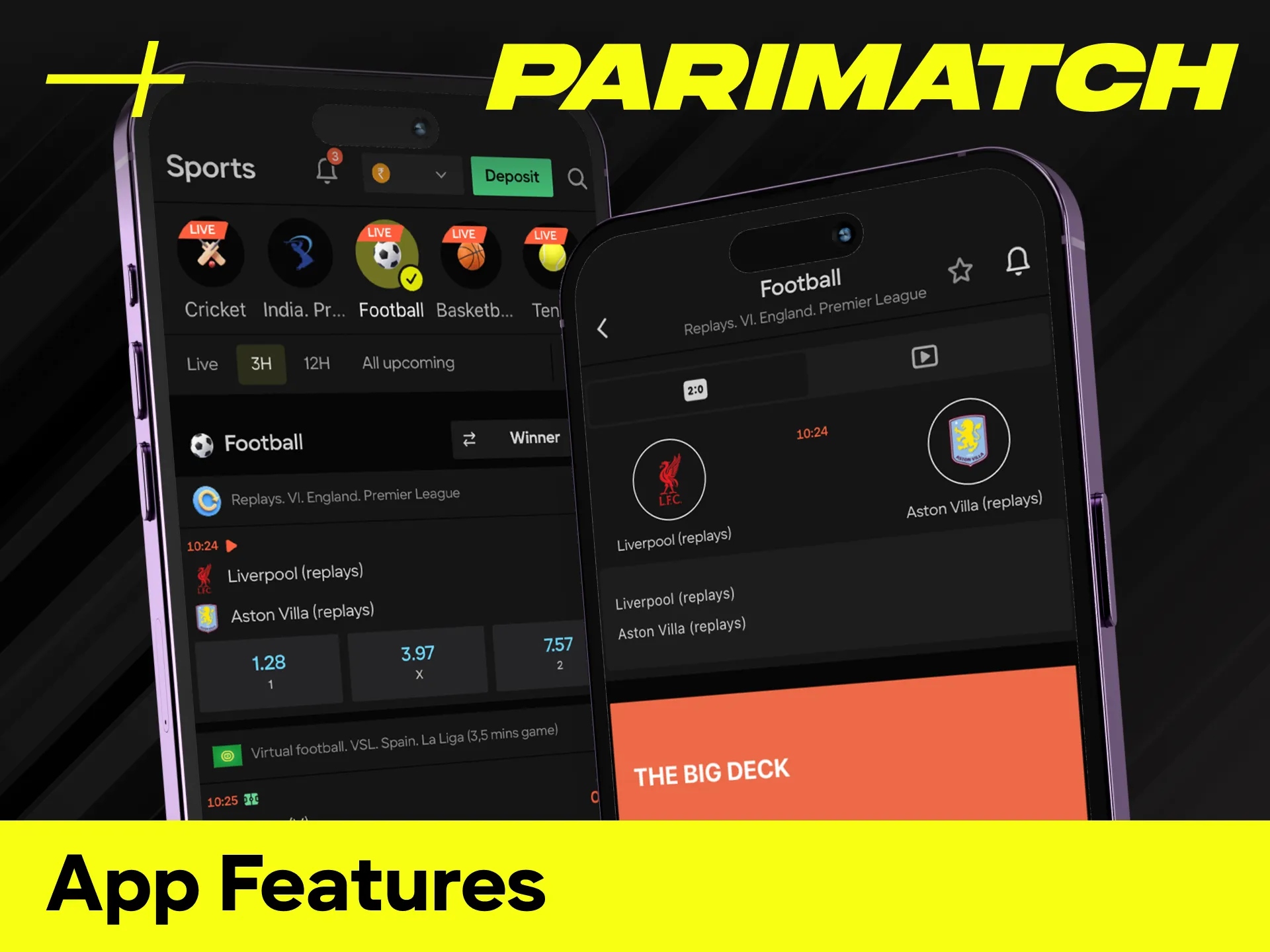 Access premium app features for seamless football betting on the Parimatch platform.