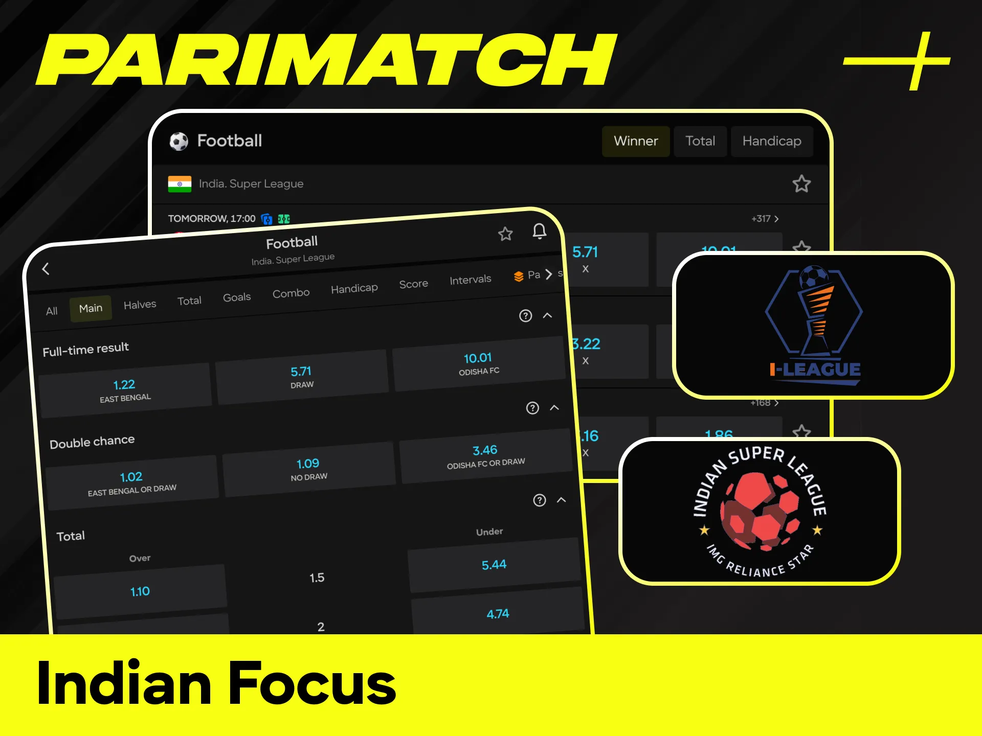 Bet on the ISL and international matches with an Indian focus at Parimatch.