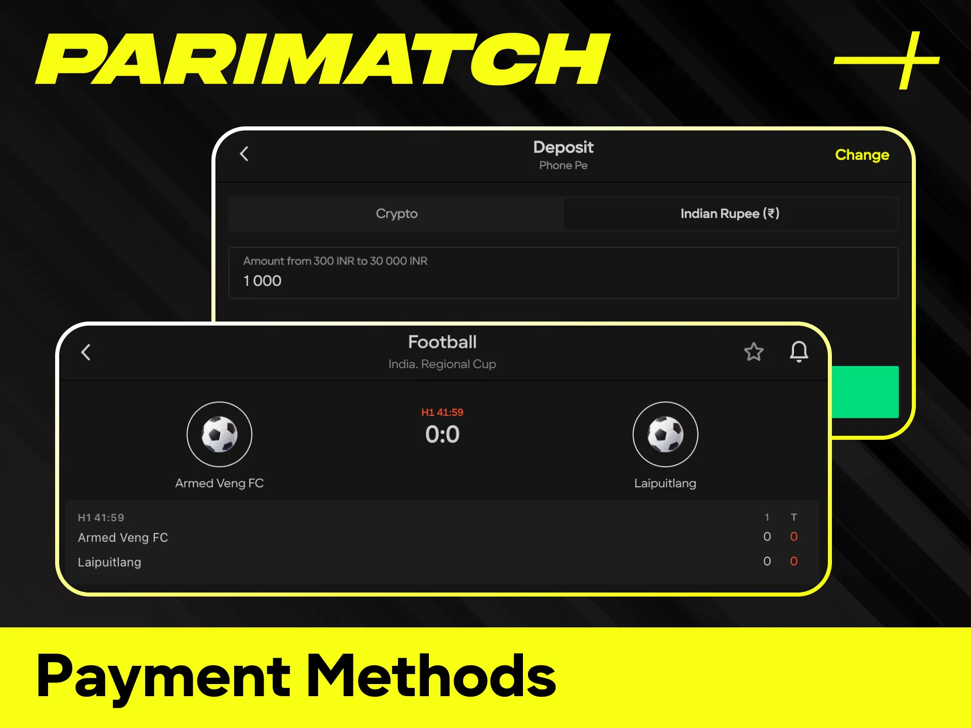 Select a secure payment method for your football betting deposits at Parimatch.