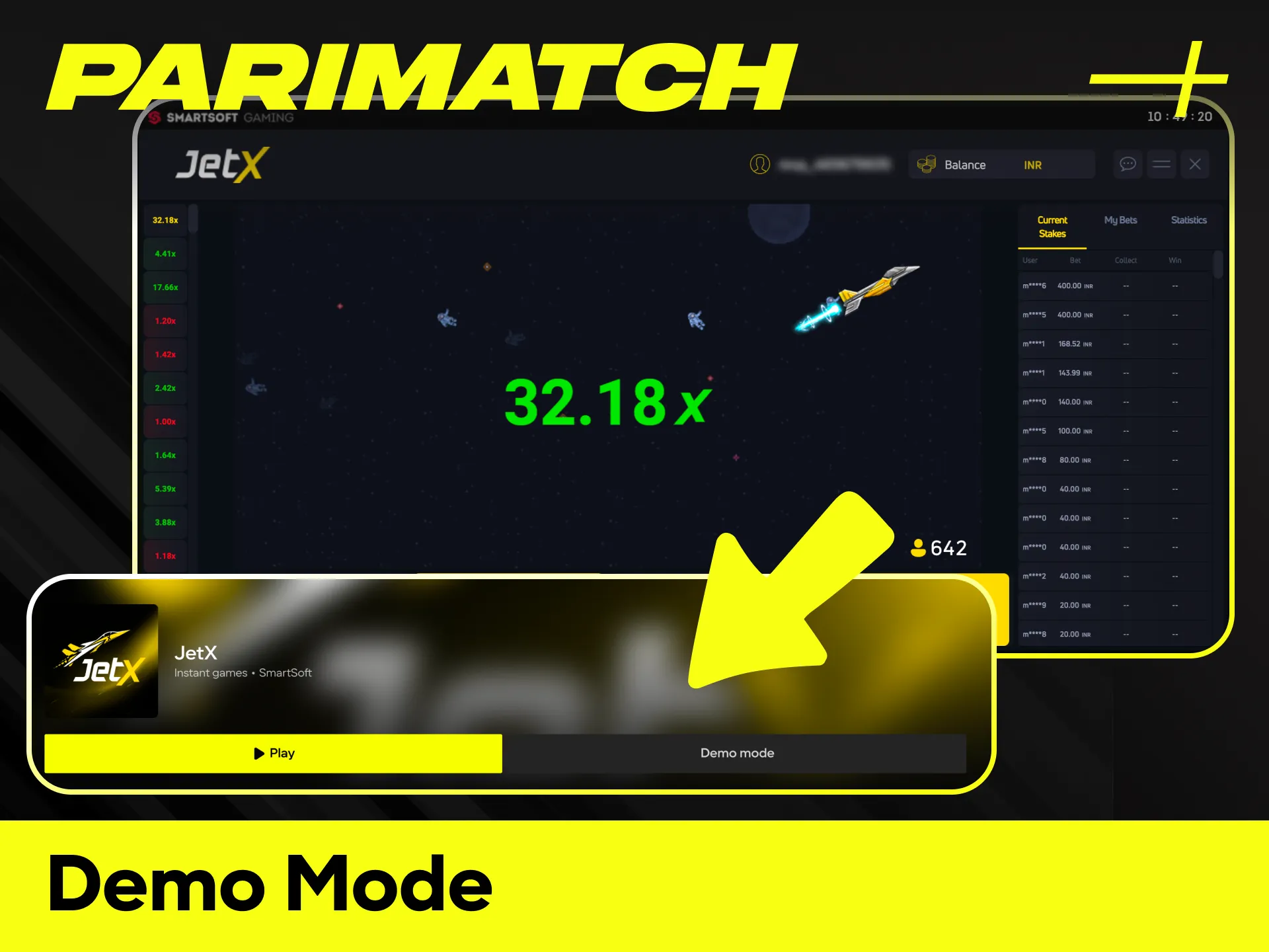 Practice your skills in the JetX demo mode without any risk.