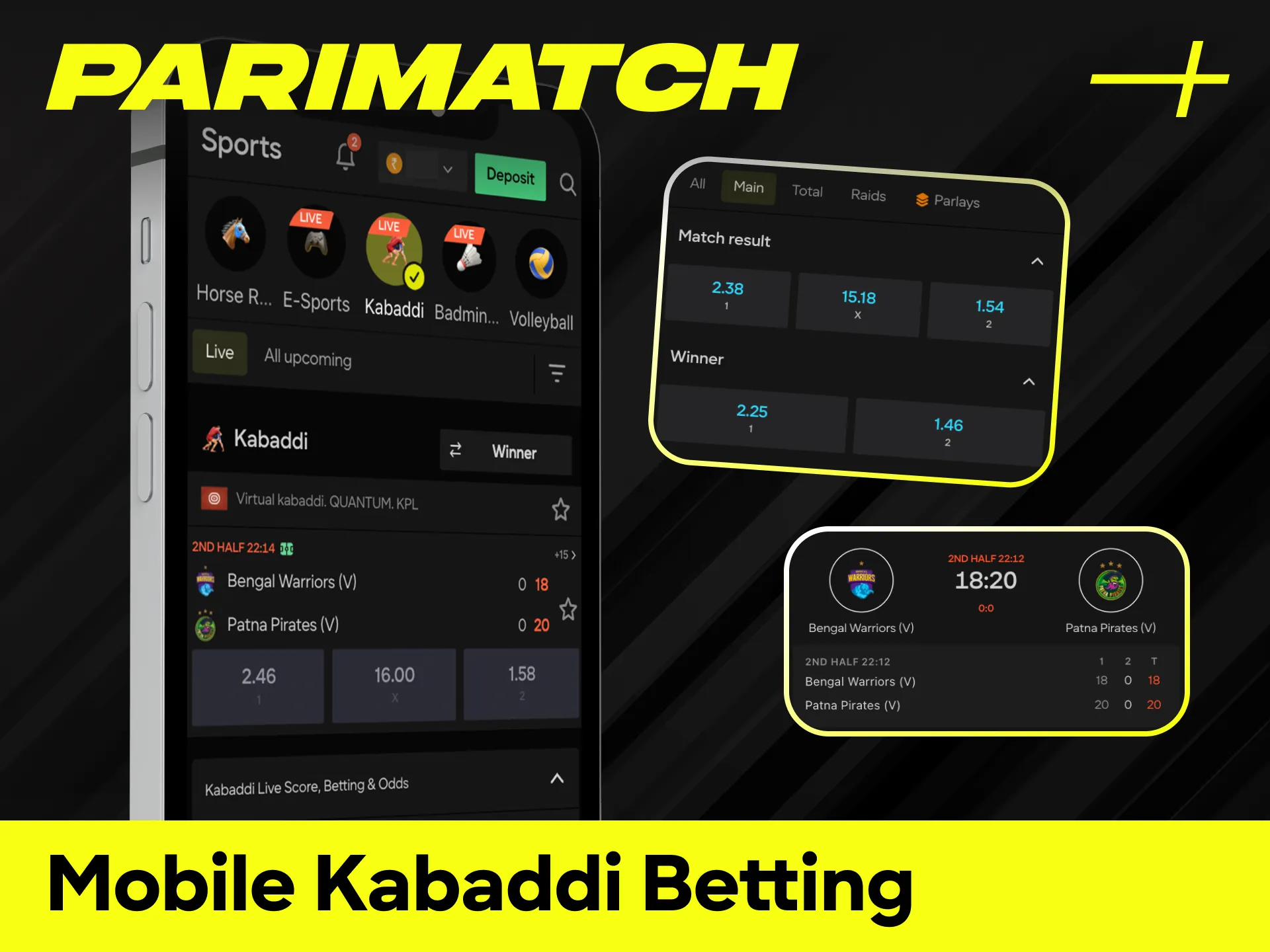 Download the app for the most convenient mobile Kabaddi betting experience.
