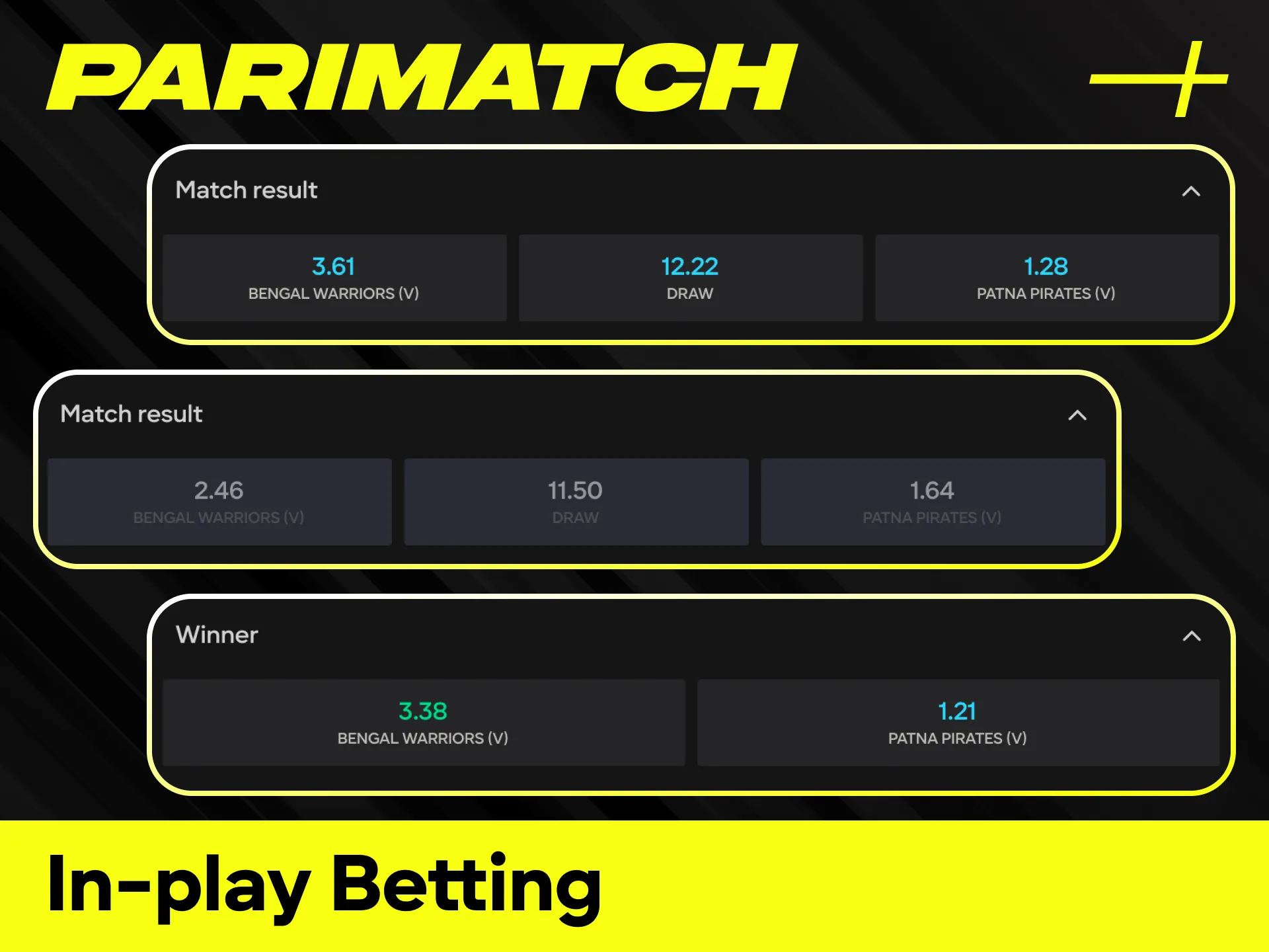 Place fast in-play stakes during live Kabaddi betting matches at Parimatch.