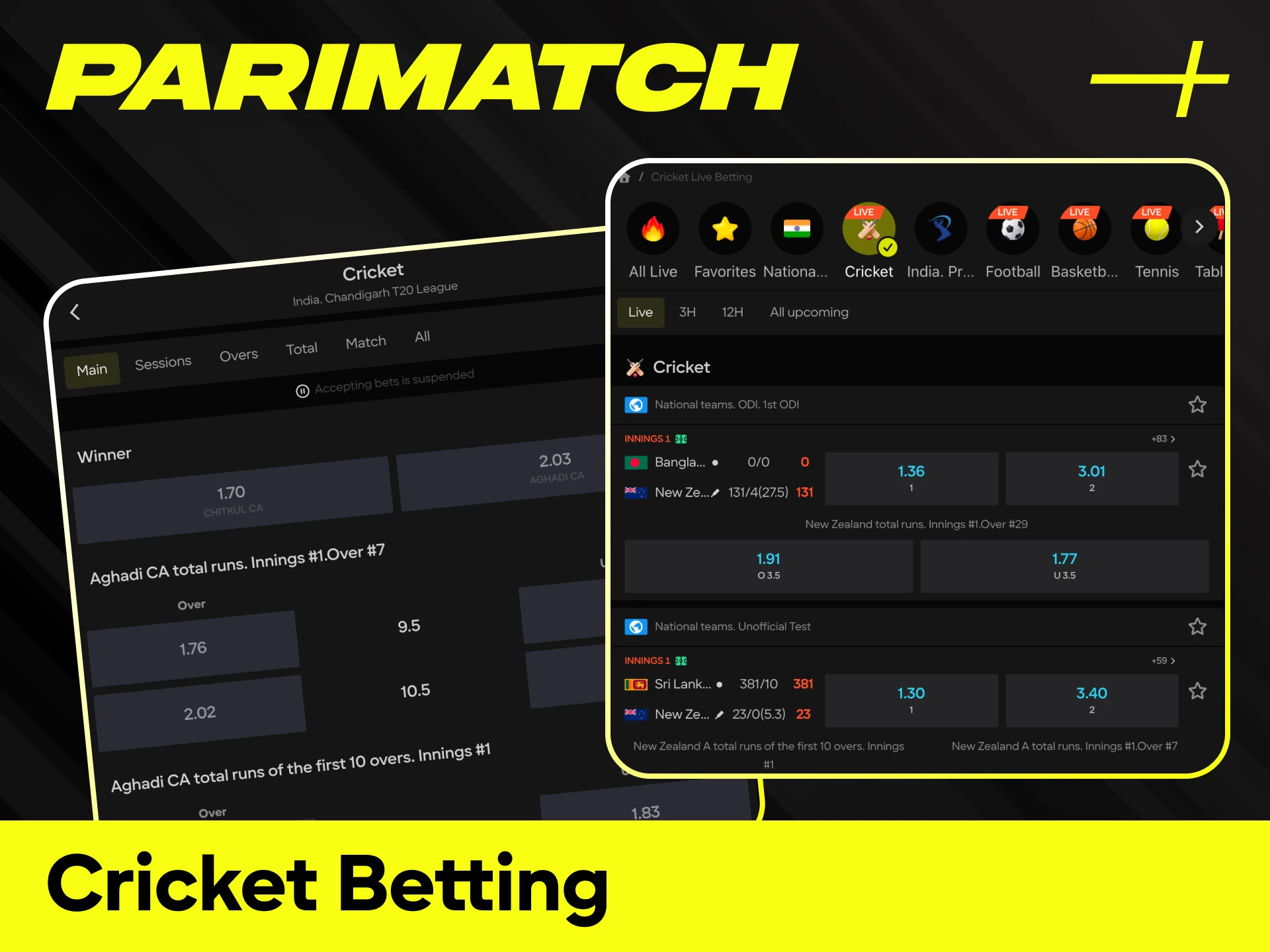 Place expert stakes with the most detailed markets in cricket betting at Parimatch.