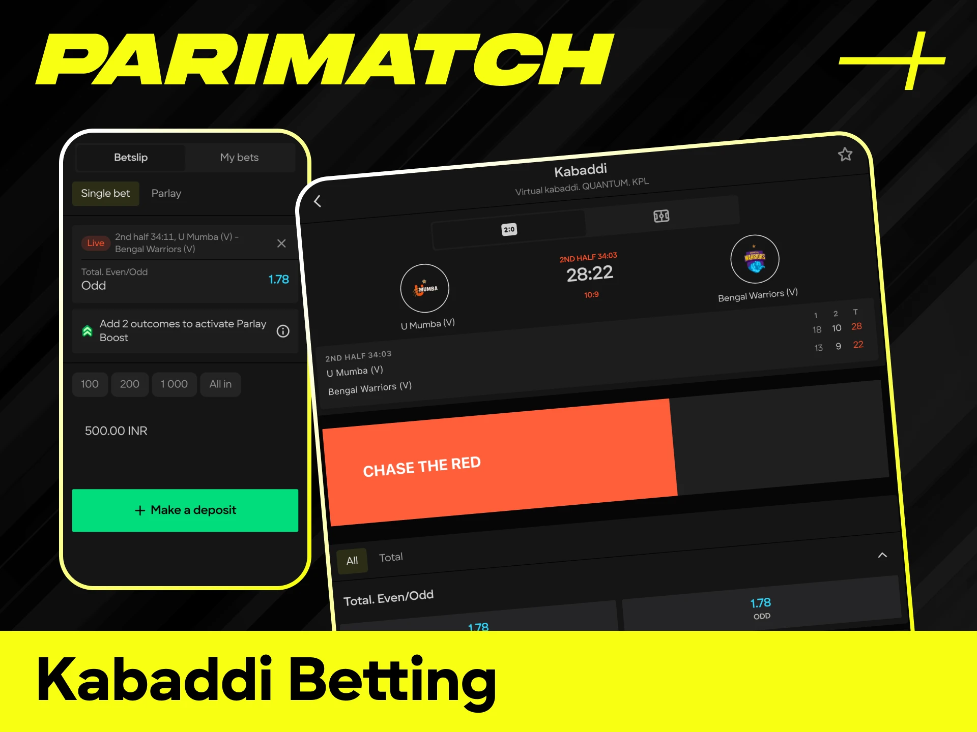 Bet on local and international tournaments in the fast-growing kabaddi betting section.