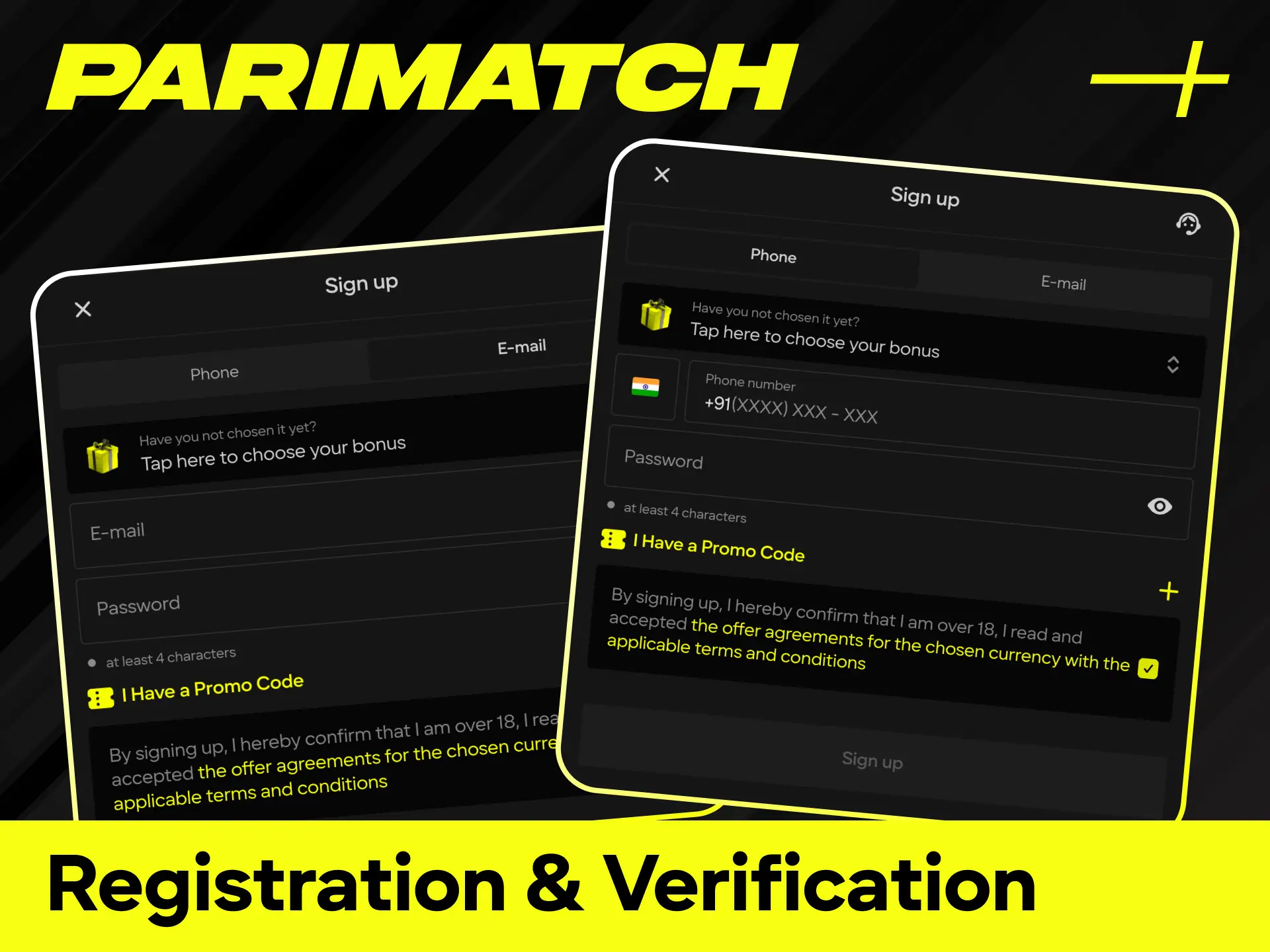 Follow our guide for simple registration and verification to start your journey at Parimatch.