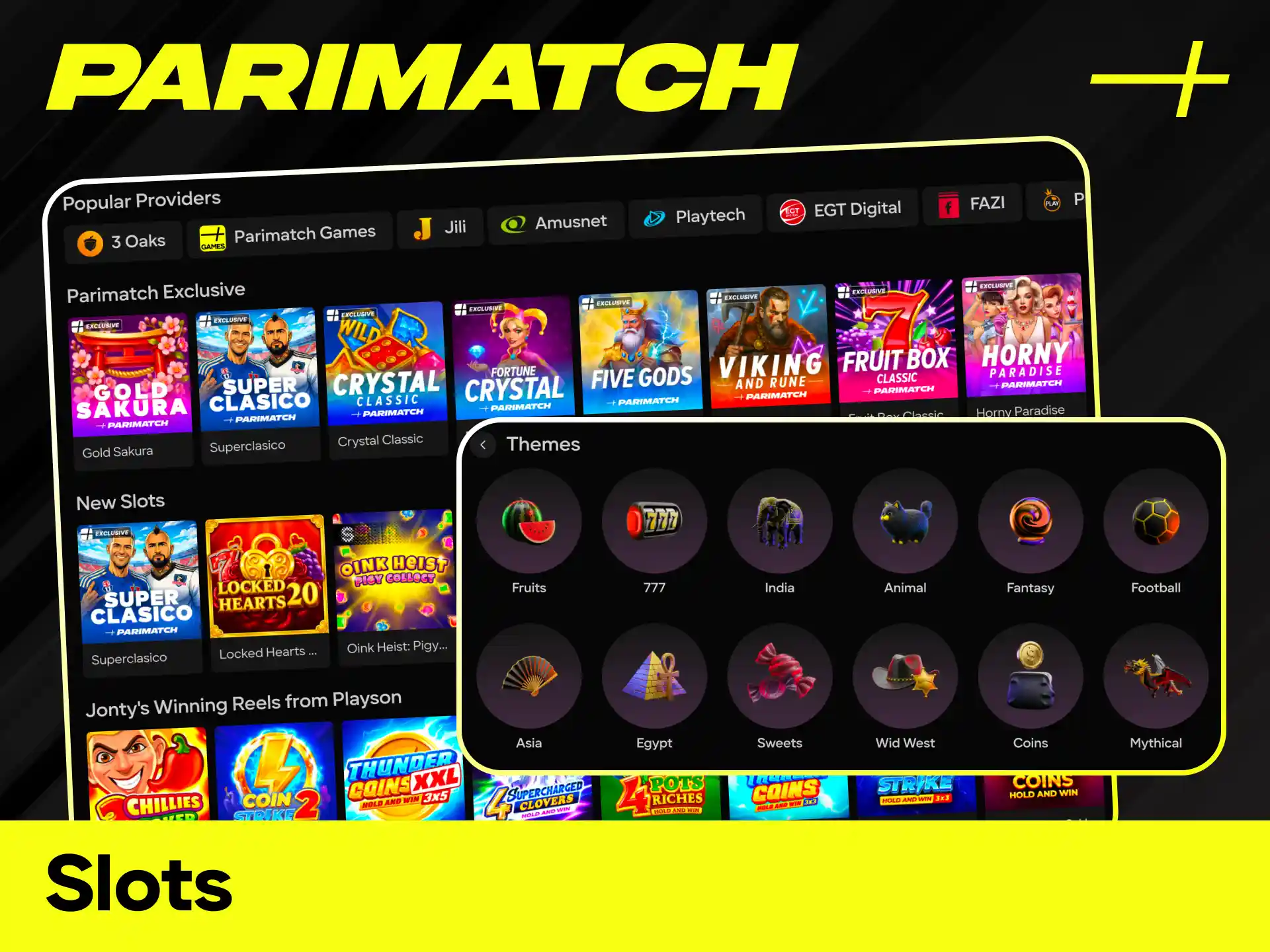 Spin the latest slots from top global providers in the Parimatch casino section.