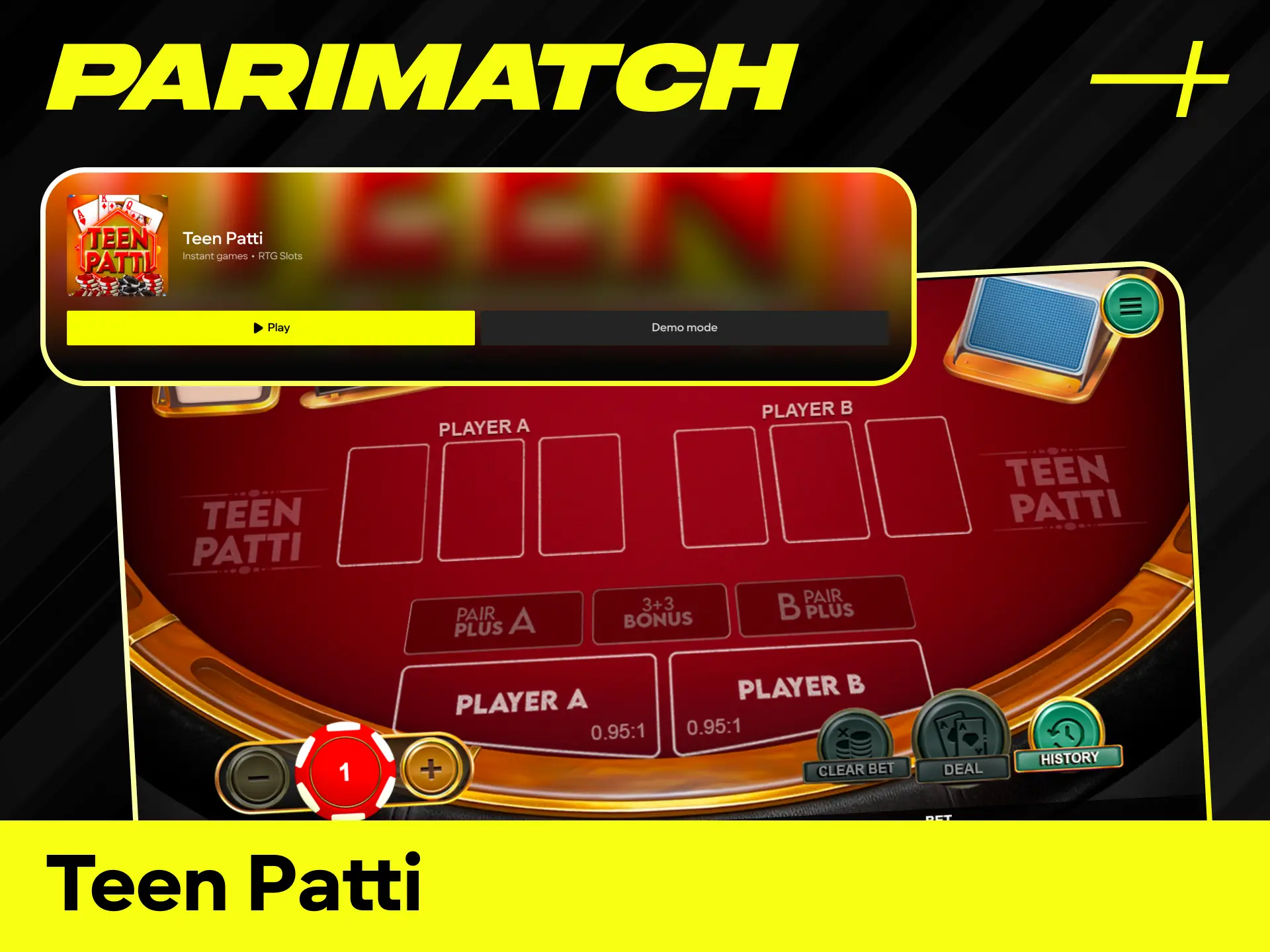 Test your luck in Teen Patti, the classic Indian card game, available at Parimatch.
