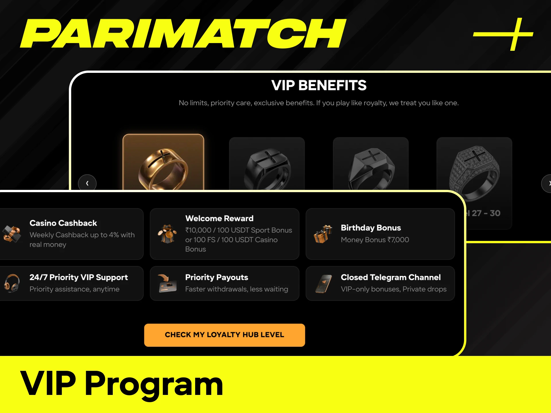 Join the Parimatch VIP club for personalized service, higher limits, and exclusive gifts.