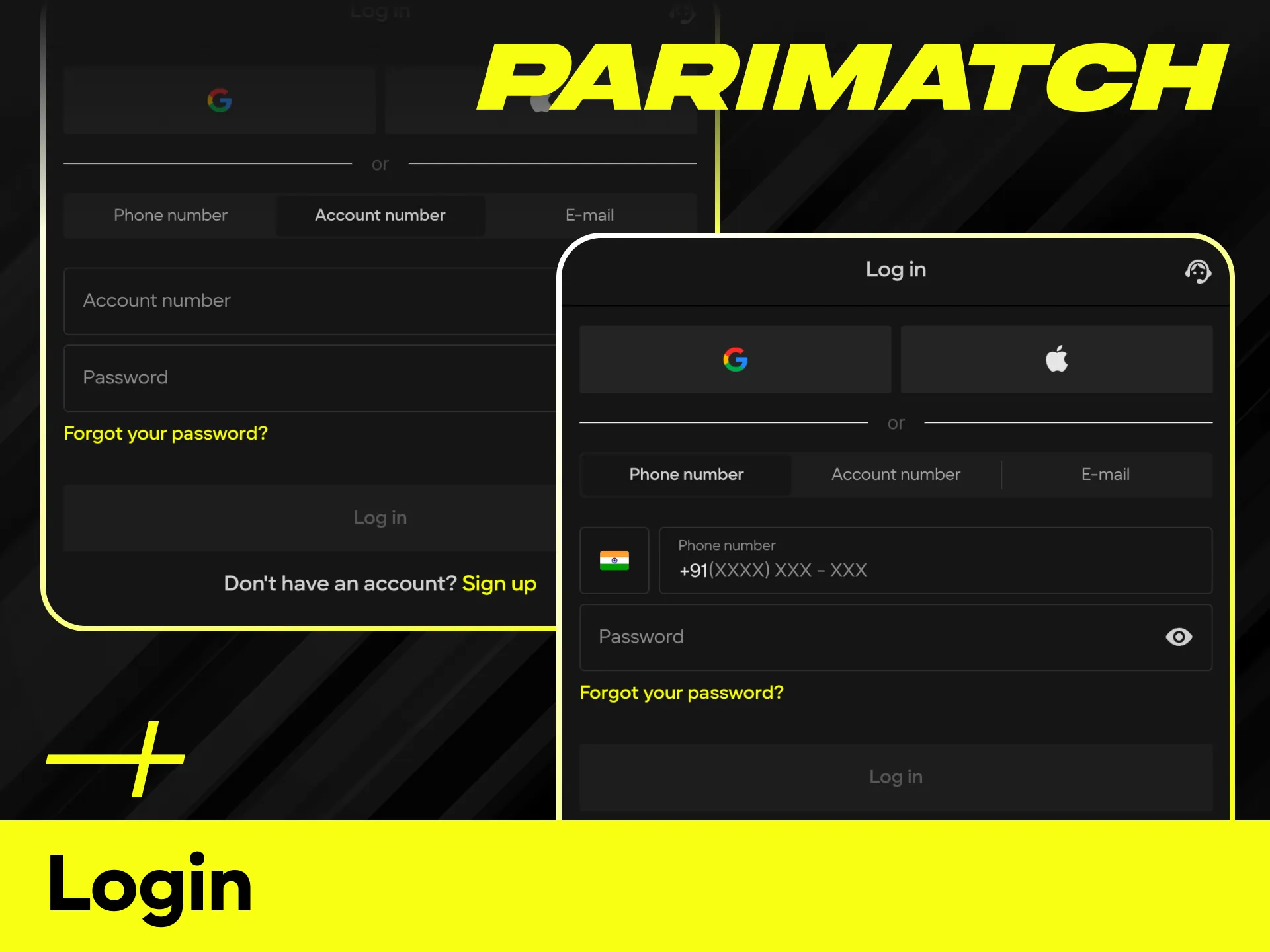 Perform your first login after registration to access the Parimatch sports lobby.
