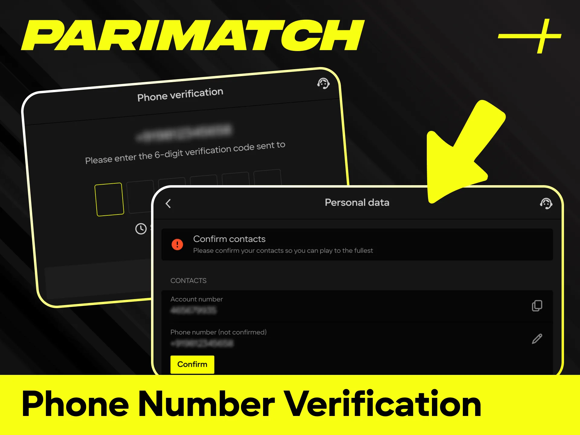 Follow the instructions for phone number verification via SMS at Parimatch.