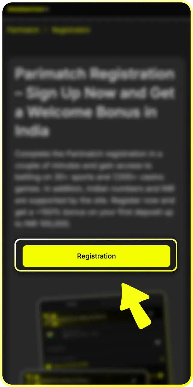 Click the join button to start the procedure on the Official Parimatch site.