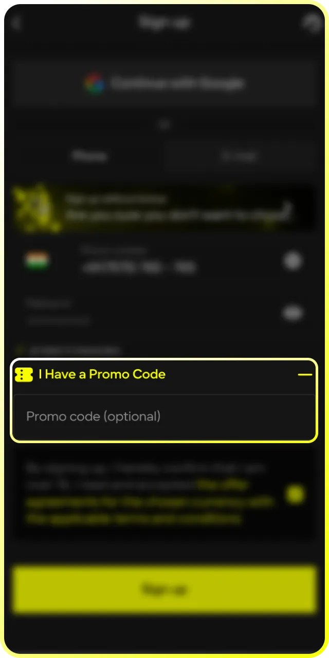 Don't forget to enter the promo code to unlock exclusive rewards during registration.