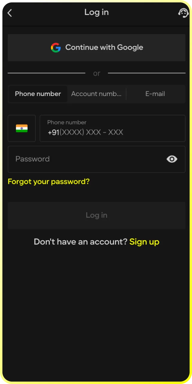 Follow the instructions for creating a login to access your personal Parimatch account.