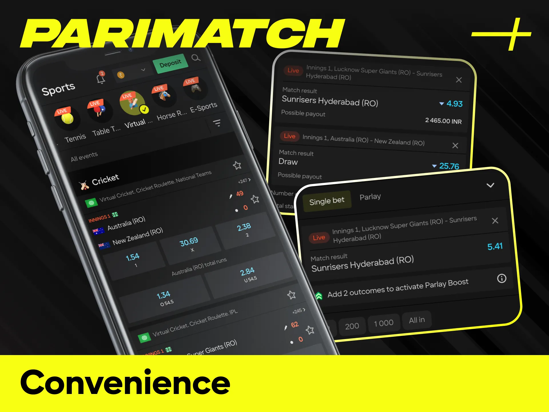 Experience the total convenience of playing Virtual Sports on your phone.