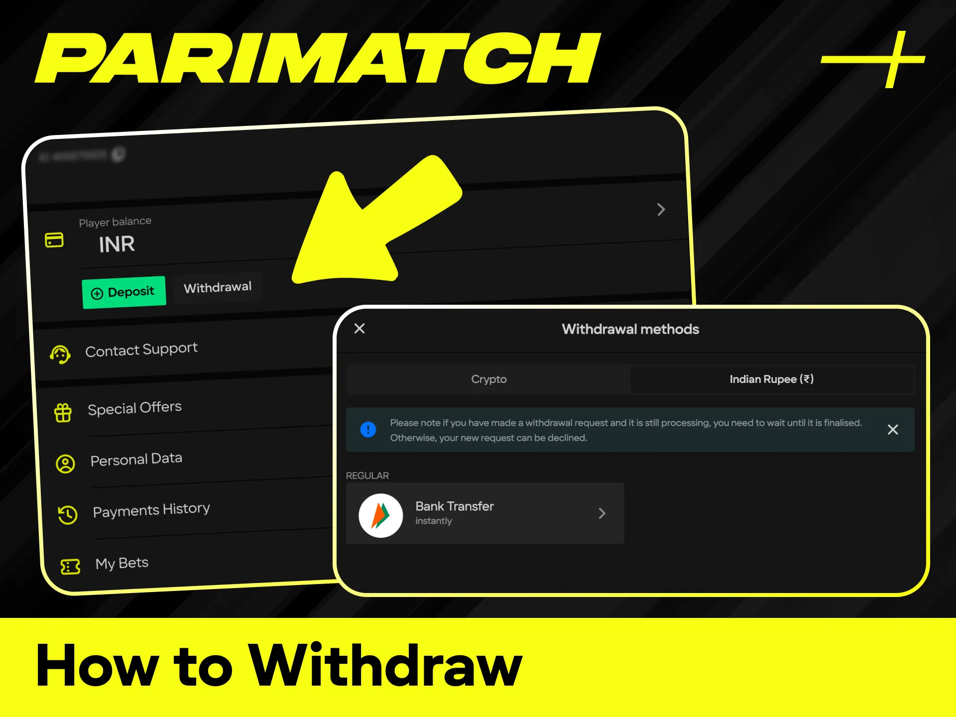Follow our guide to learn how to withdraw money step-by-step from Parimatch.